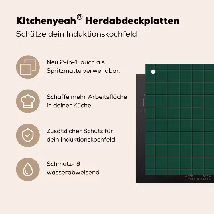 Patroon - Tegels - Dennen - Groen Inductie beschemer met haakjes klein 777 -ky-usp-de
