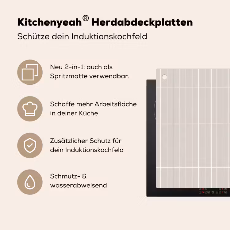 Patroon - Tegels - Zand Inductie beschemer met haakjes klein 777 -ky-usp-de