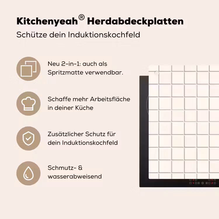 Patroon - Tegels - Wit Inductie beschemer met haakjes klein 777 -ky-usp-de