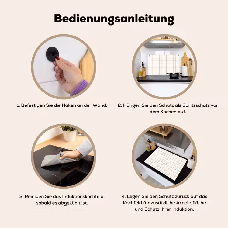 Patroon - Tegels - Wit Inductie beschemer met haakjes klein 777 -ky-gebruik-de