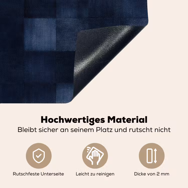 Patroon - Ruit - Marineblauw Inductie beschemer met haakjes klein 777 -ky-onderkant-de