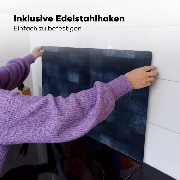 Patroon - Ruit - Marineblauw Inductie beschemer met haakjes klein 777 -ky-ophangen-de