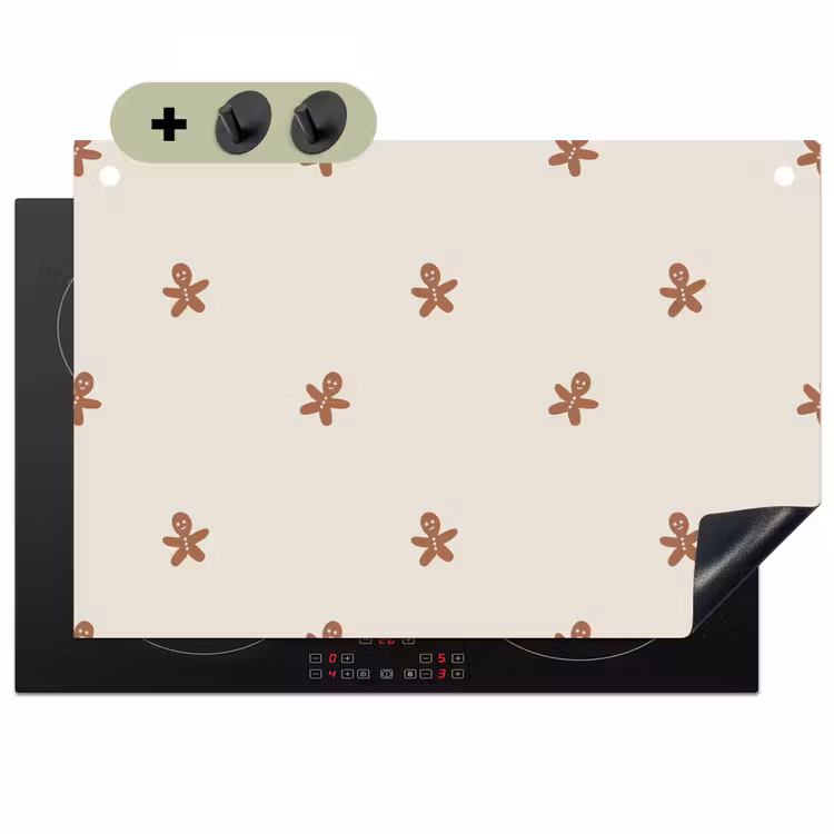 2-in-1 Herdabdeckplatte & Spritzschutz - Muster - Kekse - Beige - Patroon - Koekjes - Beige Inductie beschemer met haakjes klein 777