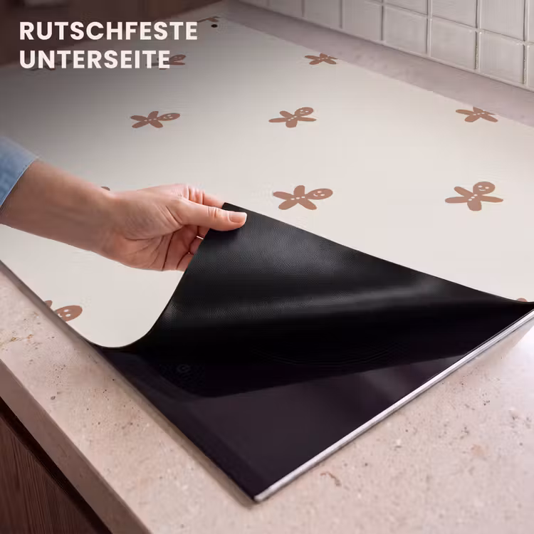 2-in-1 Herdabdeckplatte & Spritzschutz - Muster - Kekse - Beige - Patroon - Koekjes - Beige Inductie beschemer met haakjes klein 777