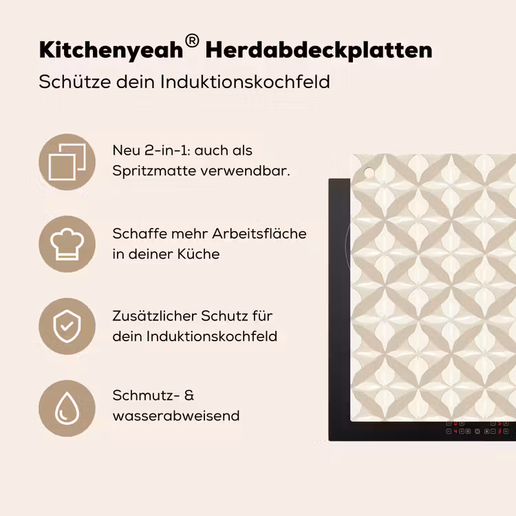 Patroon - Klassiek - Beige Inductie beschemer met haakjes klein 777 -ky-usp-de