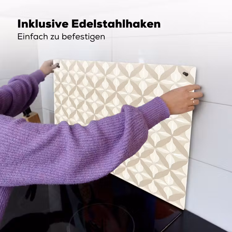 Patroon - Klassiek - Beige Inductie beschemer met haakjes klein 777 -ky-ophangen-de
