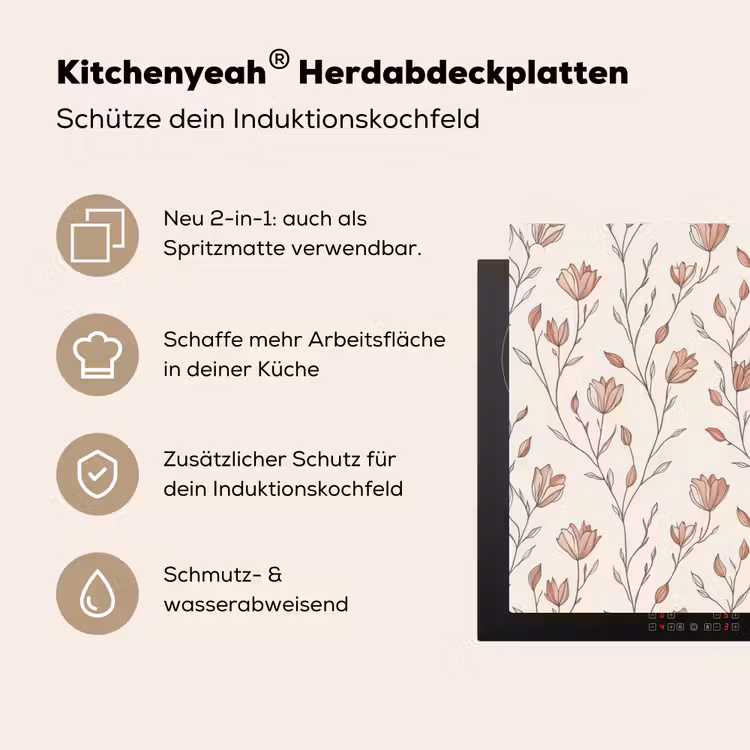 Patroon - Klassiek - Roze Inductie beschemer met haakjes klein 777 -ky-usp-de