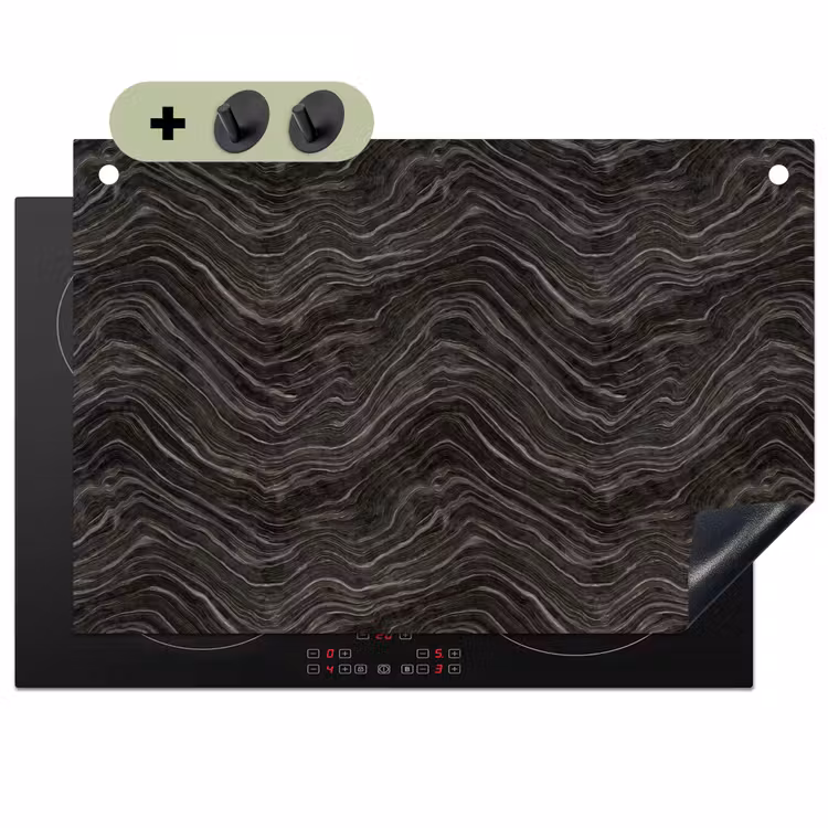 Patroon - Contrast - Antraciet Inductie beschemer met haakjes klein 777 -3d