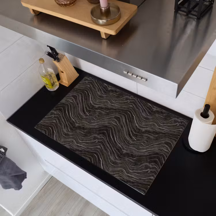 Patroon - Contrast - Antraciet Inductie beschemer met haakjes klein 777 -sfeer1