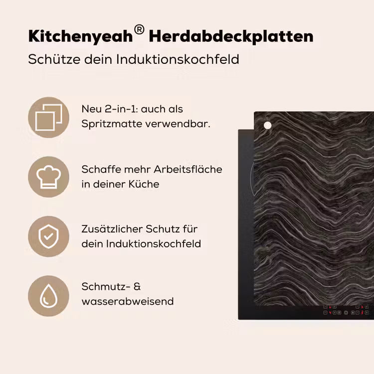 Patroon - Contrast - Antraciet Inductie beschemer met haakjes klein 777 -ky-usp-de