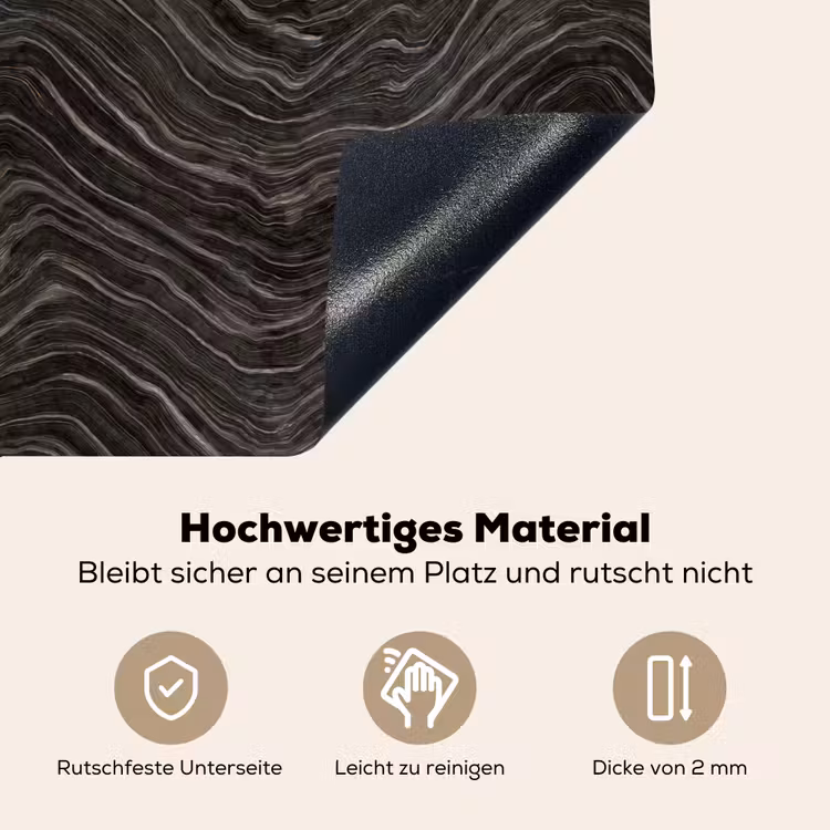 Patroon - Contrast - Antraciet Inductie beschemer met haakjes klein 777 -ky-onderkant-de