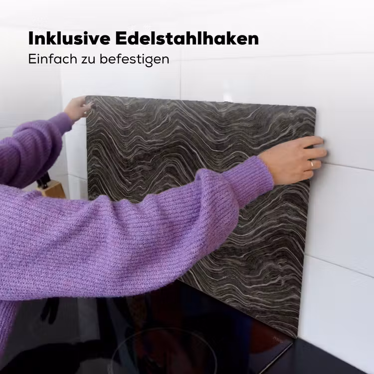 Patroon - Contrast - Antraciet Inductie beschemer met haakjes klein 777 -ky-ophangen-de