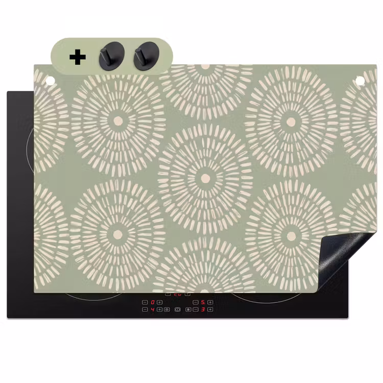 Patroon - Cirkels - Abstract - Modern - Groen Inductie beschemer met haakjes klein -3d
