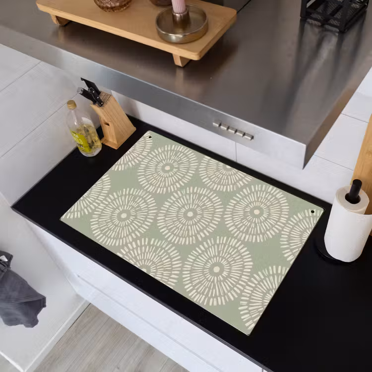 Patroon - Cirkels - Abstract - Modern - Groen Inductie beschemer met haakjes klein -sfeer1