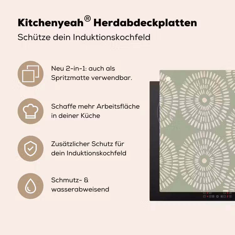 Patroon - Cirkels - Abstract - Modern - Groen Inductie beschemer met haakjes klein -ky-usp-de