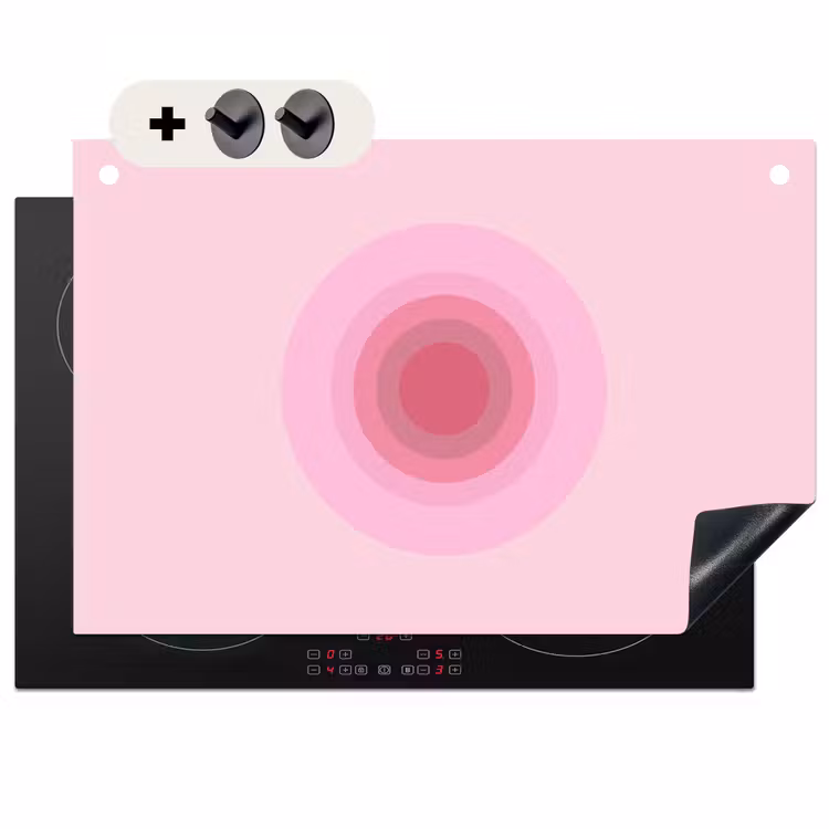Patroon - Cirkels - Abstract - Roze - Modern Inductie beschemer met haakjes klein -3d