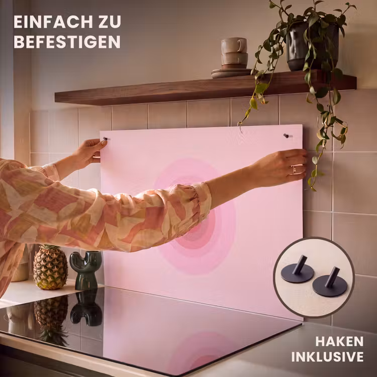 Patroon - Cirkels - Abstract - Roze - Modern Inductie beschemer met haakjes klein -ky-ophangen-de