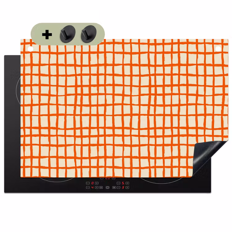 Patroon - Lijnen - Oranje Inductie beschemer met haakjes klein 777 -3d