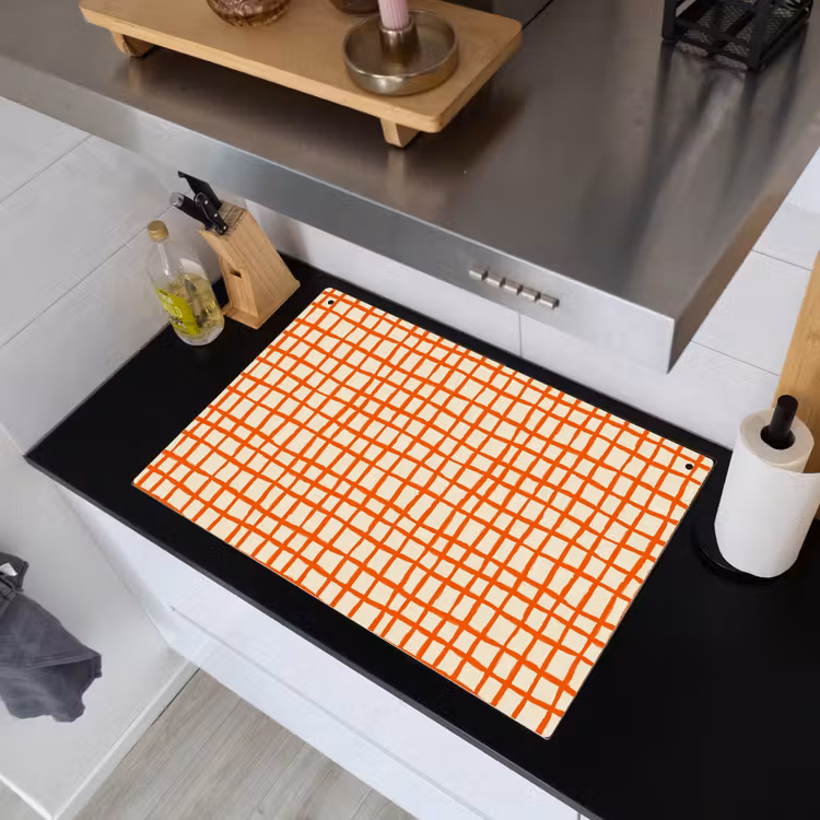 Patroon - Lijnen - Oranje Inductie beschemer met haakjes klein 777 -sfeer1