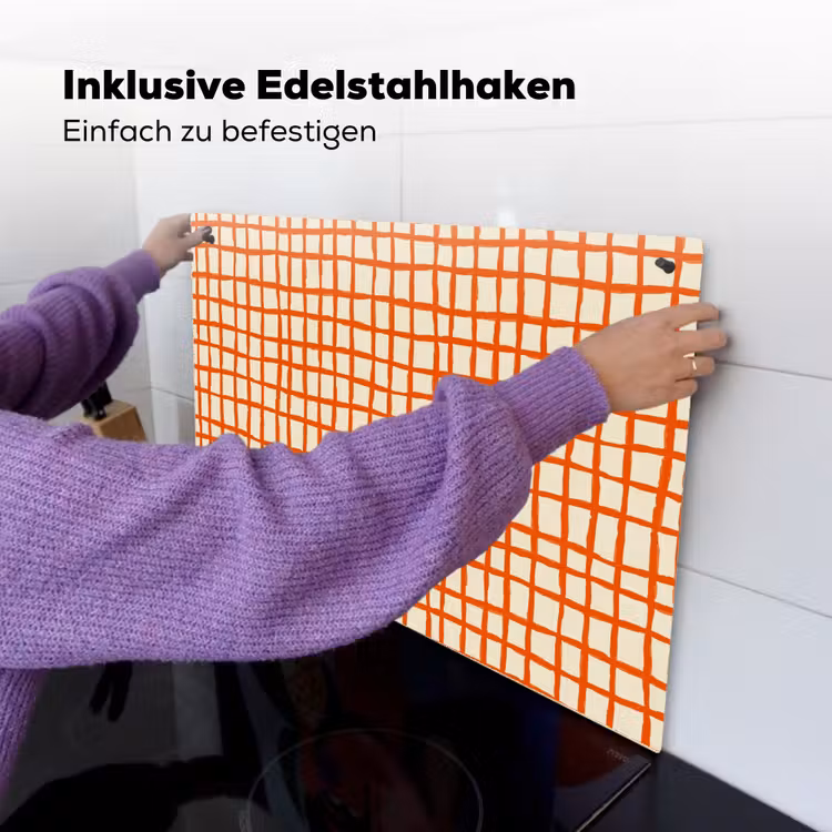 Patroon - Lijnen - Oranje Inductie beschemer met haakjes klein 777 -ky-ophangen-de
