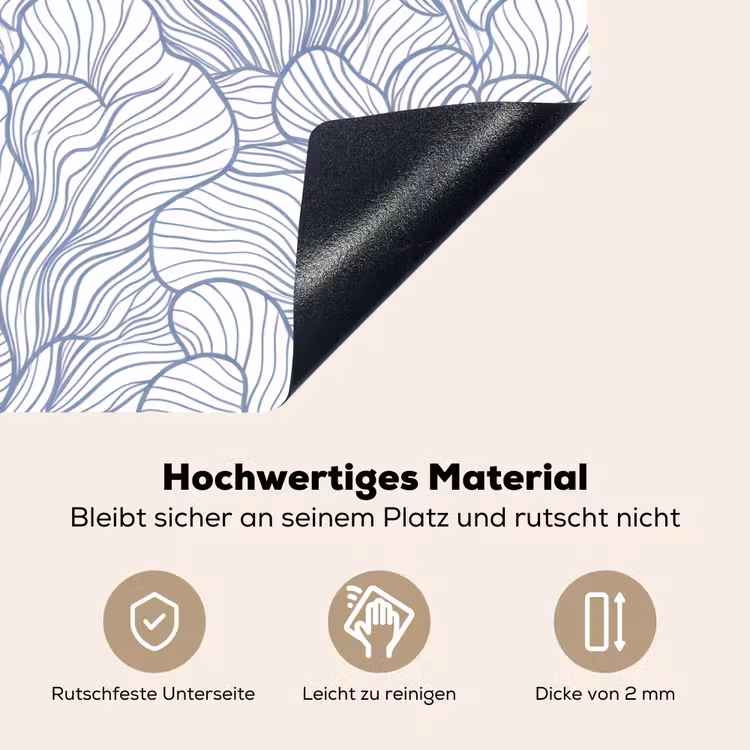 Patroon - Lijnen - Organisch - Abstract - Blauw Inductie beschemer met haakjes klein -ky-onderkant-de