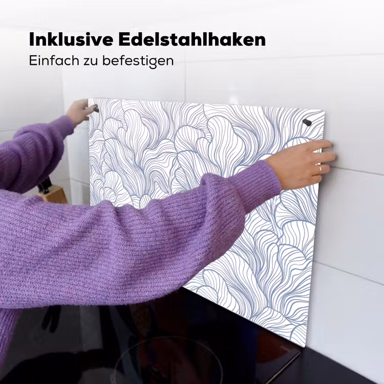 Patroon - Lijnen - Organisch - Abstract - Blauw Inductie beschemer met haakjes klein -ky-ophangen-de