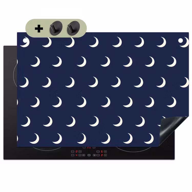 Patroon - Manen - Blauw Inductie beschemer met haakjes klein 777 -3d