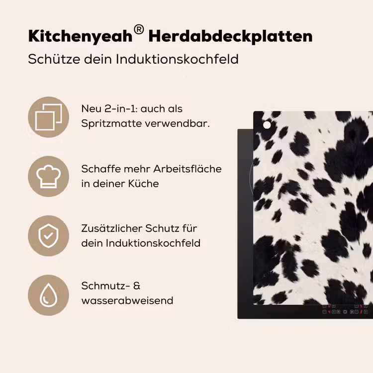 Patroon - Vacht - Zwart - Wit Inductie beschemer met haakjes klein -ky-usp-de