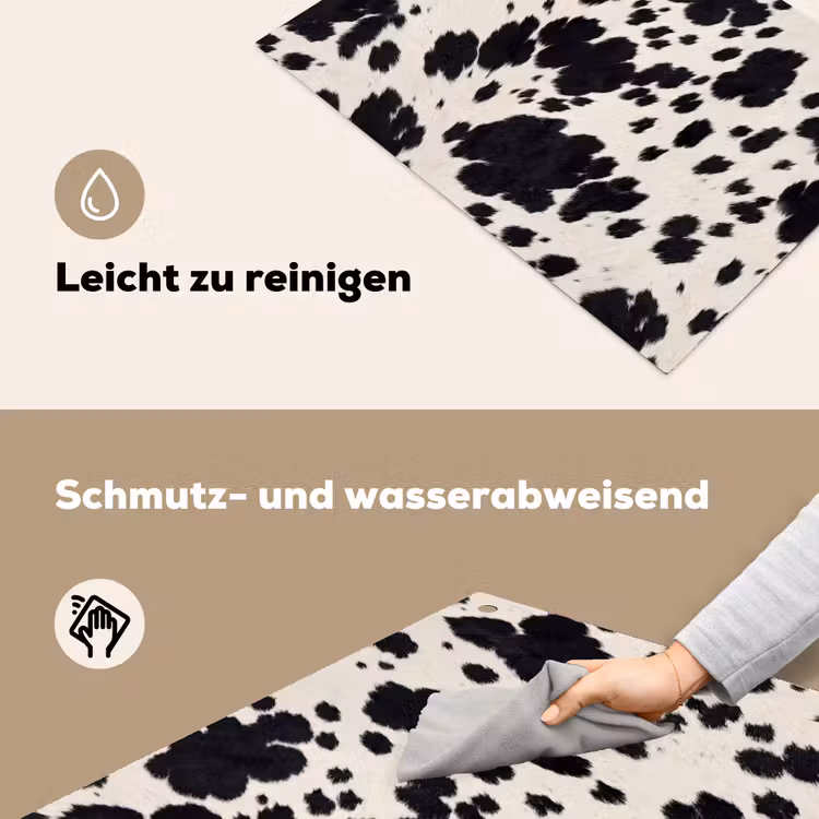 Patroon - Vacht - Zwart - Wit Inductie beschemer met haakjes klein -ky-schoon-de