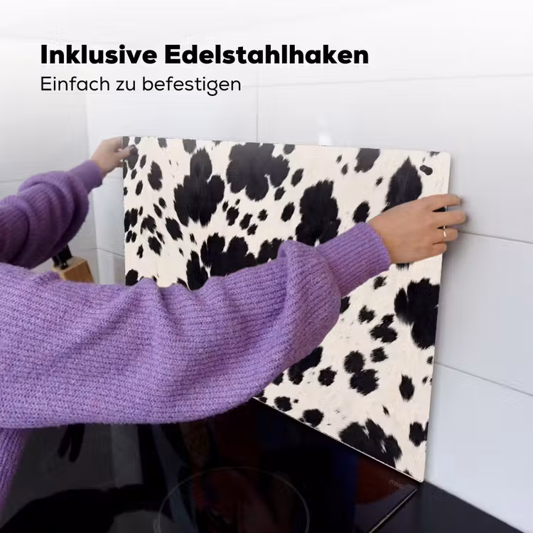 Patroon - Vacht - Zwart - Wit Inductie beschemer met haakjes klein -ky-ophangen-de