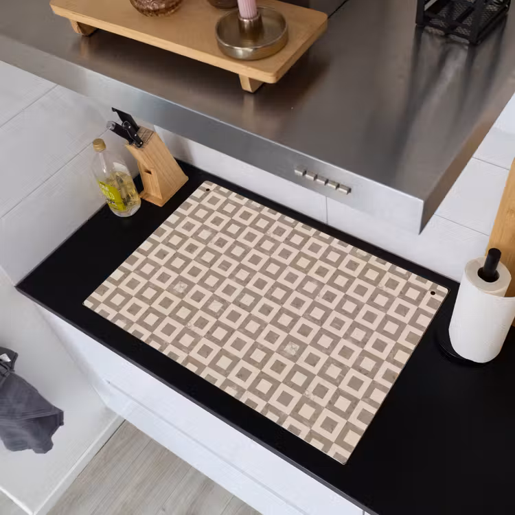 Patroon - Marmer - Beige Inductie beschemer met haakjes klein 777 -sfeer1