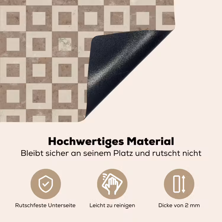 Patroon - Marmer - Beige Inductie beschemer met haakjes klein 777 -ky-onderkant-de