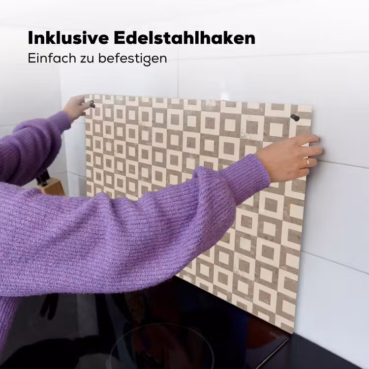 Patroon - Marmer - Beige Inductie beschemer met haakjes klein 777 -ky-ophangen-de