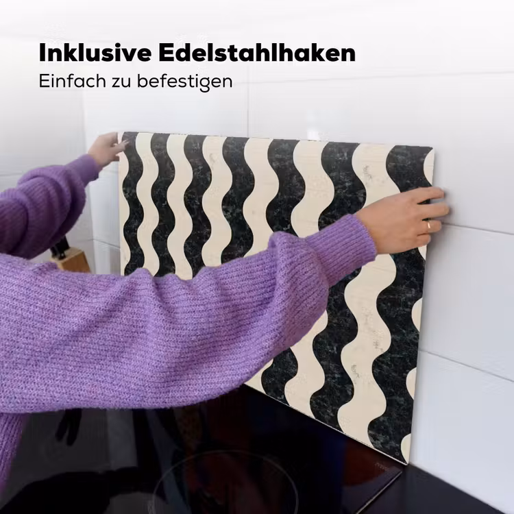 Patroon - Marmer - Groen - Cremé Inductie beschemer met haakjes klein 777 -ky-ophangen-de