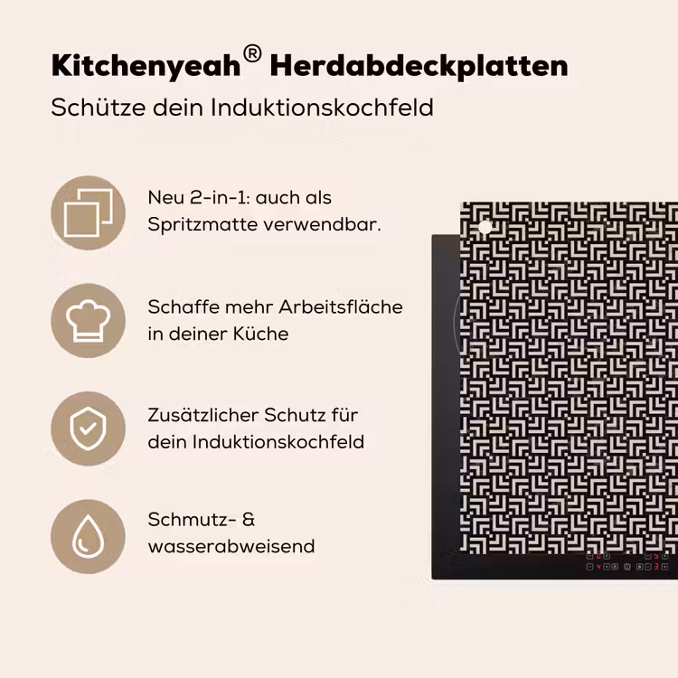 Patroon - Marmer - Zwart Inductie beschemer met haakjes klein 777 -ky-usp-de