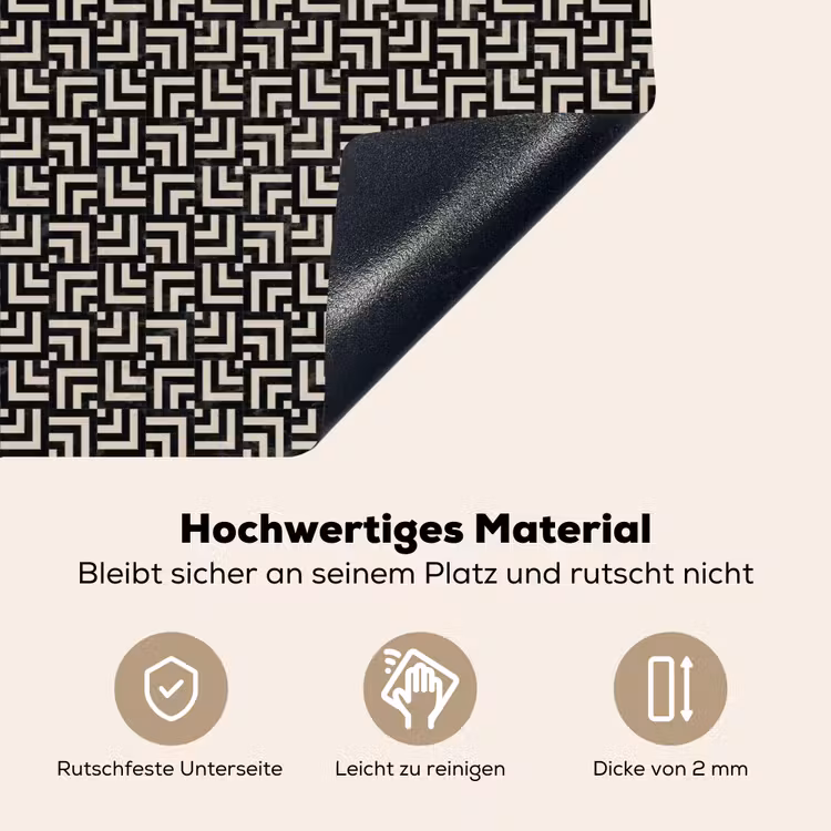 Patroon - Marmer - Zwart Inductie beschemer met haakjes klein 777 -ky-onderkant-de