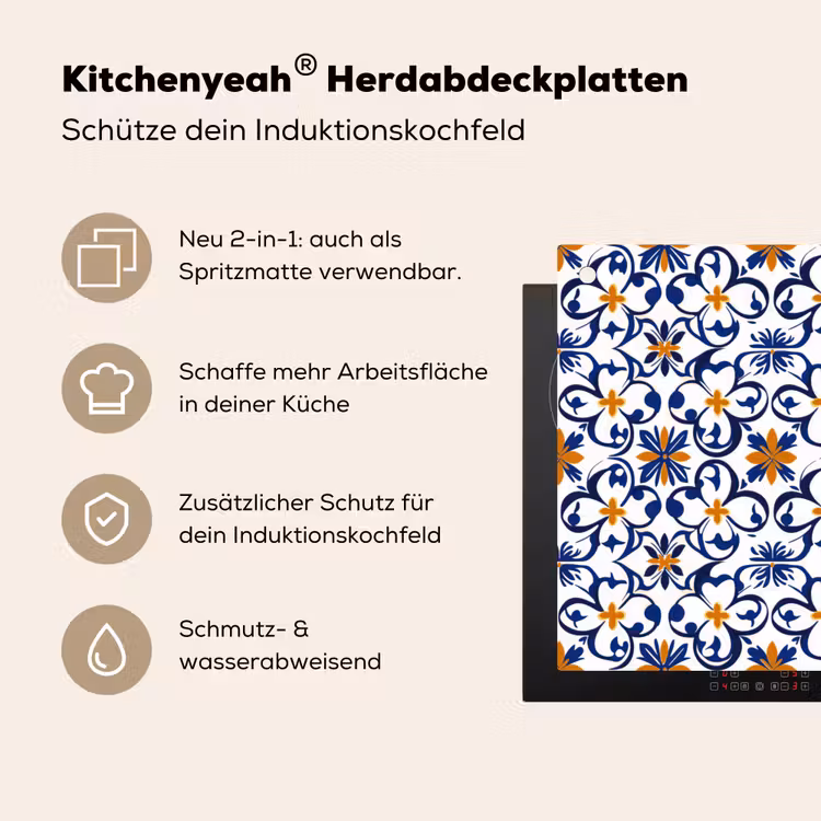 Patroon - Modern - Kleurrijk Inductie beschemer met haakjes klein 777 -ky-usp-de