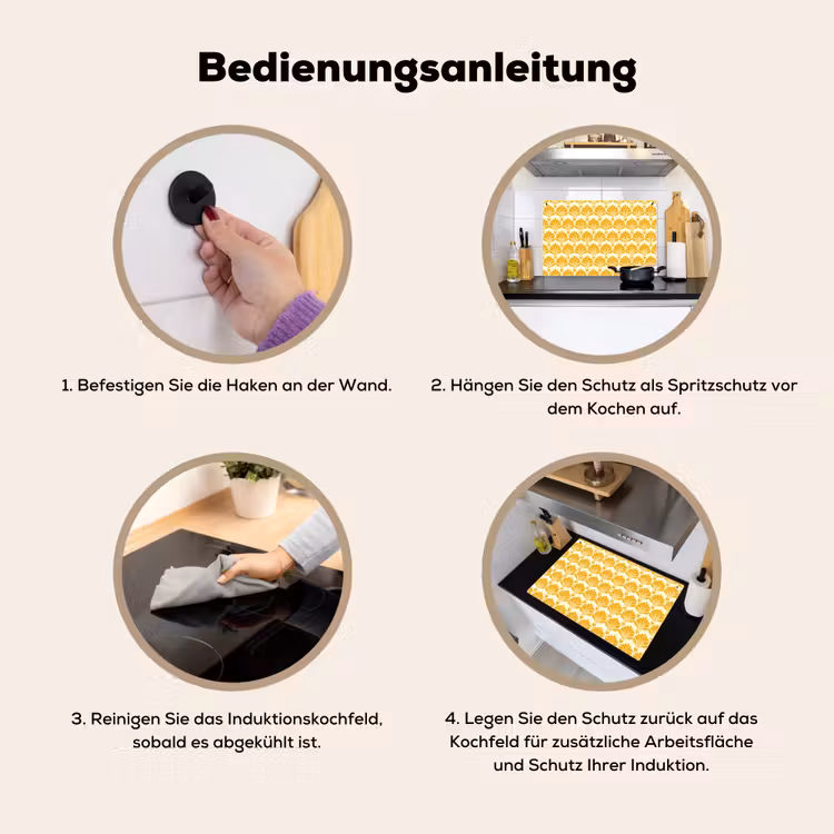 Patroon - Motief - Geel Inductie beschemer met haakjes klein 777 -ky-gebruik-de