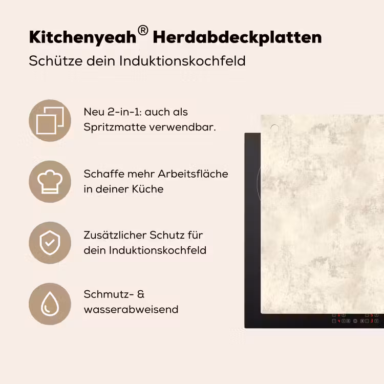 Patroon - Organisch - Beige Inductie beschemer met haakjes klein 777 -ky-usp-de