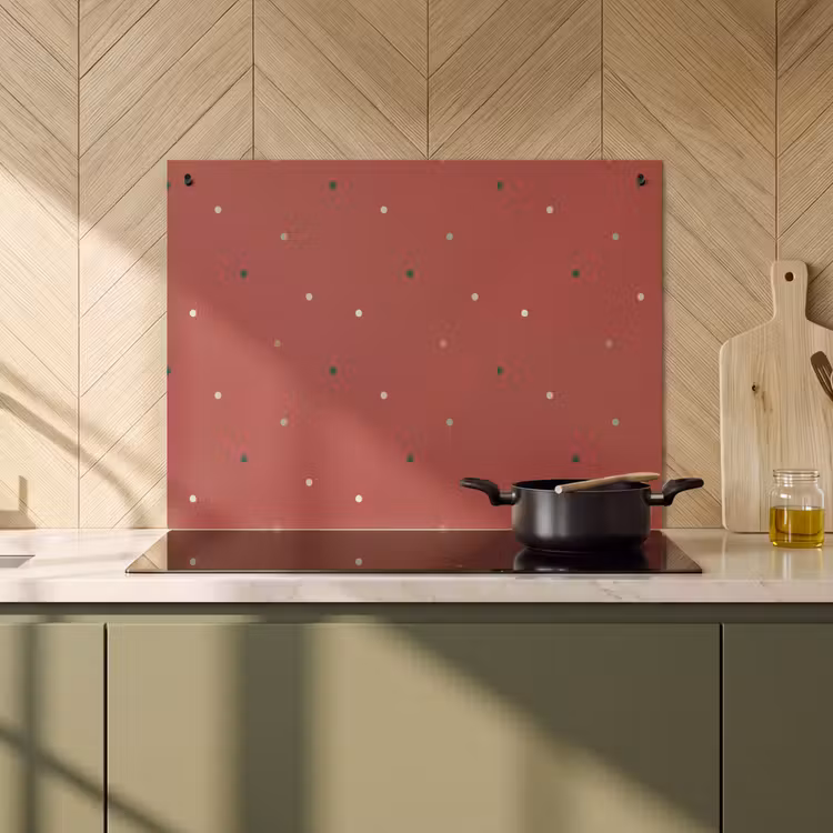 2-in-1 Herdabdeckplatte & Spritzschutz - Muster - Punkte - Rot - Patroon - Stippen - Rood Inductie beschemer met haakjes klein 777