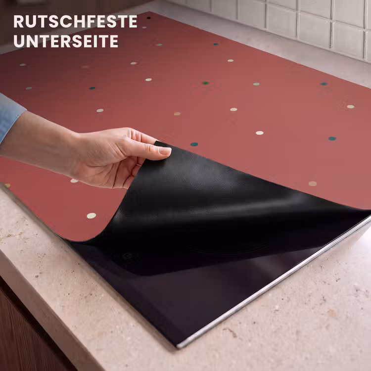 2-in-1 Herdabdeckplatte & Spritzschutz - Muster - Punkte - Rot - Patroon - Stippen - Rood Inductie beschemer met haakjes klein 777