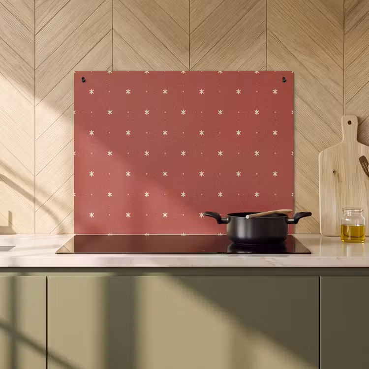2-in-1 Herdabdeckplatte & Spritzschutz - Muster - Punkte - Sterne - Rot - Patroon - Stippen - Sterren - Rood Inductie beschemer met haakjes klein 777