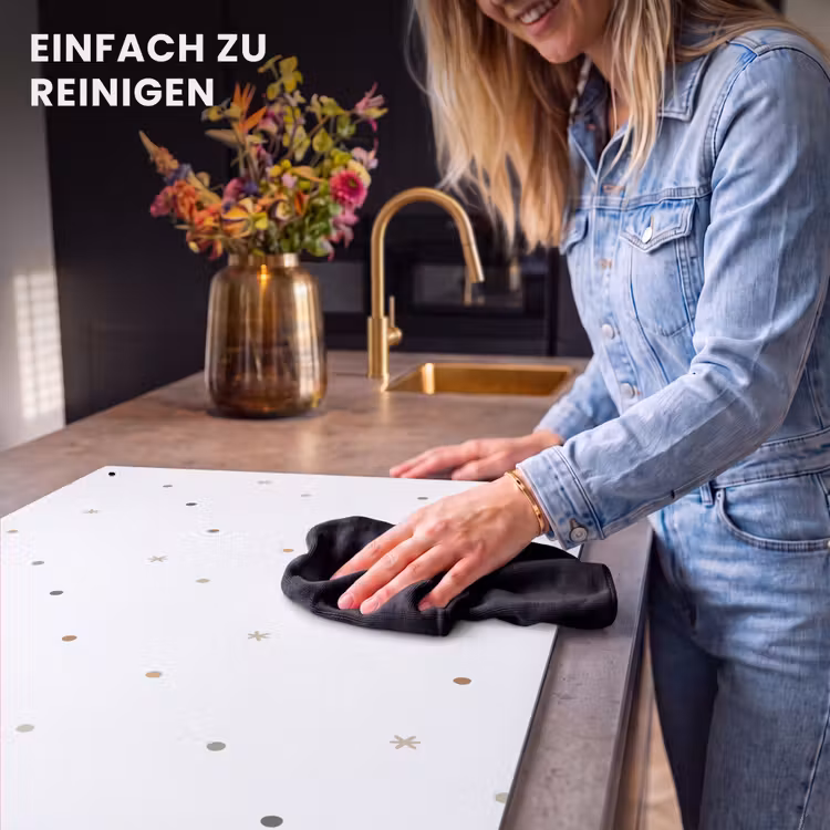 2-in-1 Herdabdeckplatte & Spritzschutz - Muster - Punkte - Sterne - Weiß - Patroon - Stippen - Sterren - Wit Inductie beschemer met haakjes klein 777