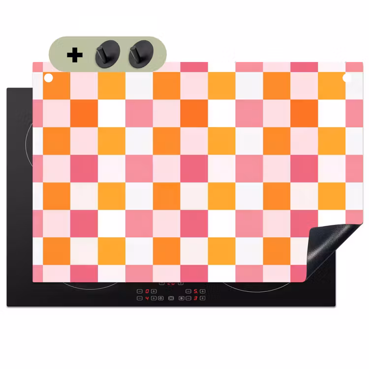 Patroon - Vierkant - Roze Inductie beschemer met haakjes klein 777 -3d