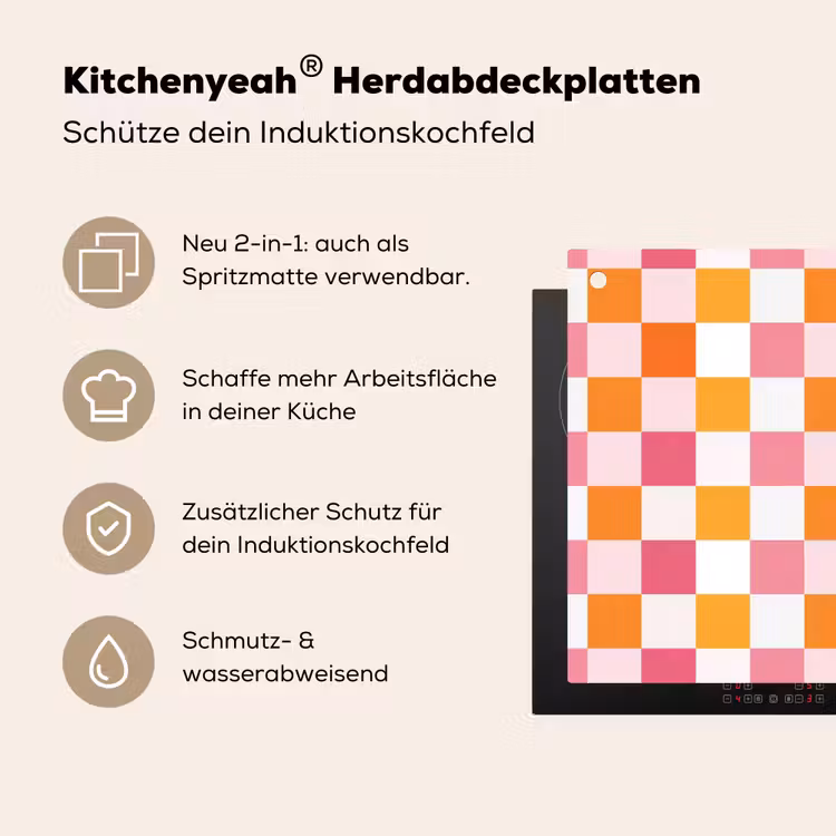 Patroon - Vierkant - Roze Inductie beschemer met haakjes klein 777 -ky-usp-de