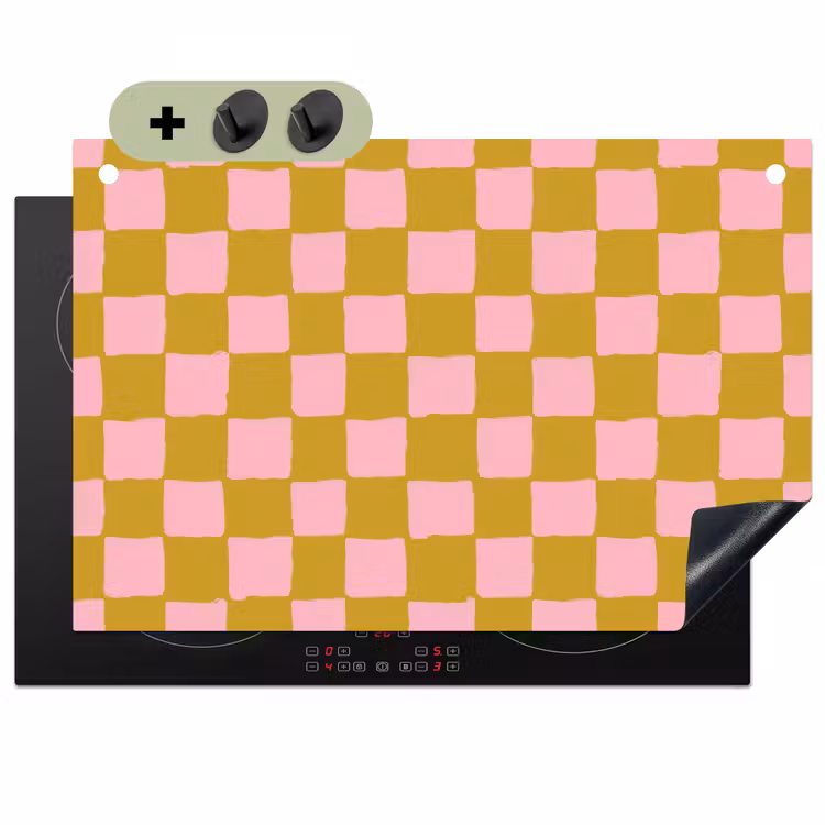 Patroon - Vierkant - Roze Inductie beschemer met haakjes klein 777 -3d