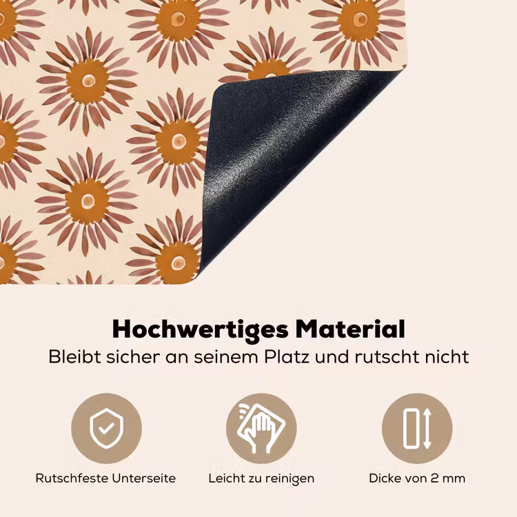 Patroon - Retro - Bruin Inductie beschemer met haakjes klein 777 -ky-onderkant-de