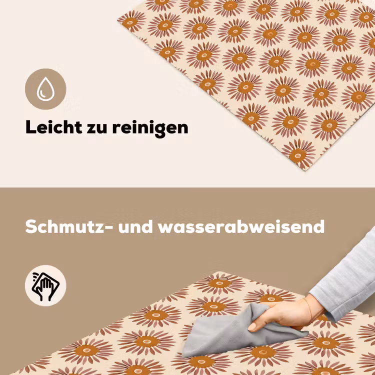 Patroon - Retro - Bruin Inductie beschemer met haakjes klein 777 -ky-schoon-de