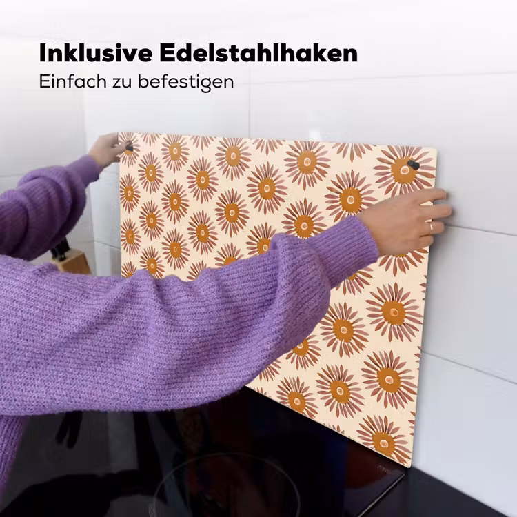 Patroon - Retro - Bruin Inductie beschemer met haakjes klein 777 -ky-ophangen-de