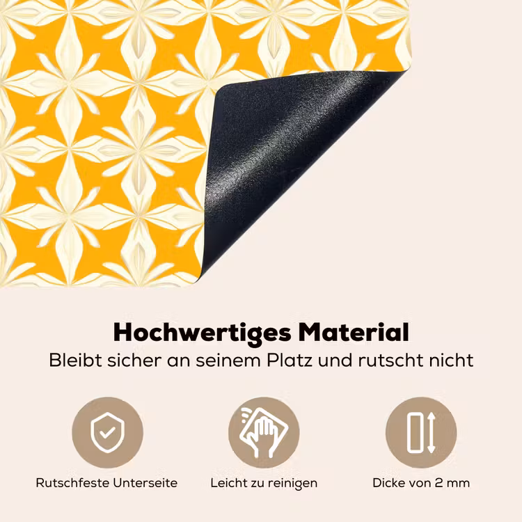 Patroon - Retro - Geel Inductie beschemer met haakjes klein 777 -ky-onderkant-de
